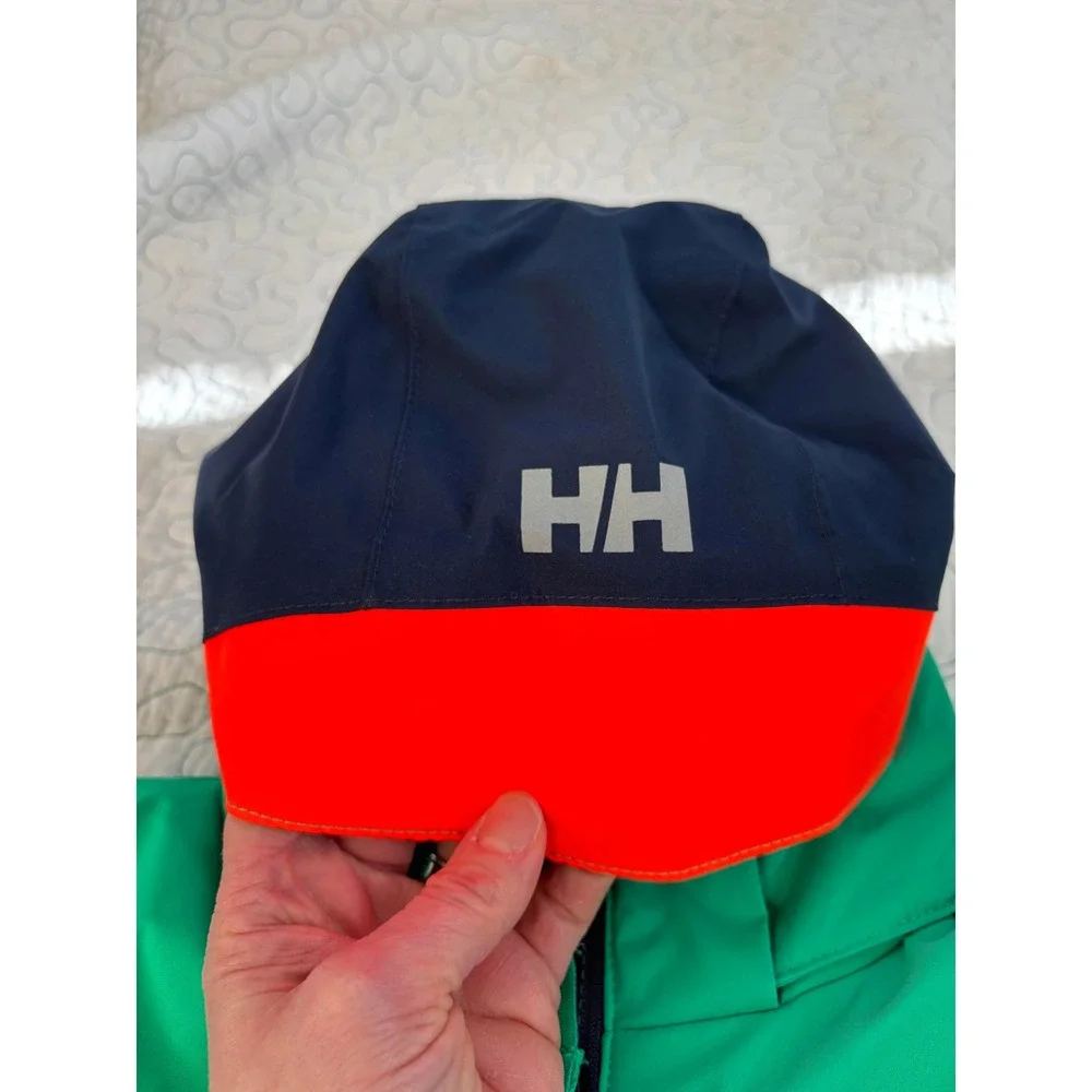 Helly Hansen Kids Puffer Ski Jacket Navy Green White‎ Hooded Coat Size 4 NWOT